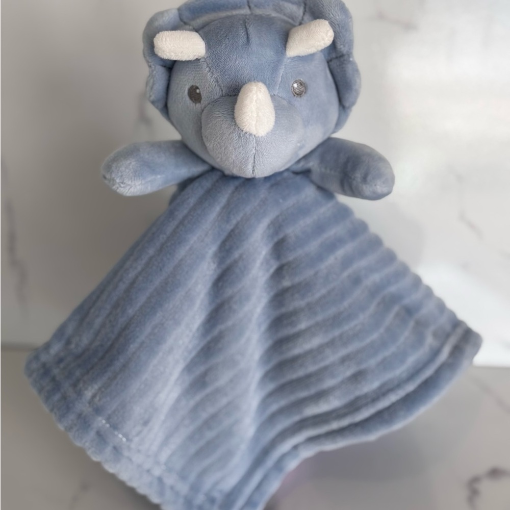 Tahari Baby Blue Dinosaur Plush Lovey Security Blanket